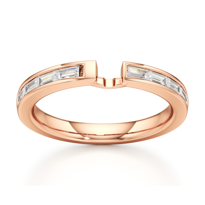 Main Image 1 of J'Lure Baguette-Cut Lab-Created Diamond Contour Wedding Band 1/3 ct tw 18K Rose Gold