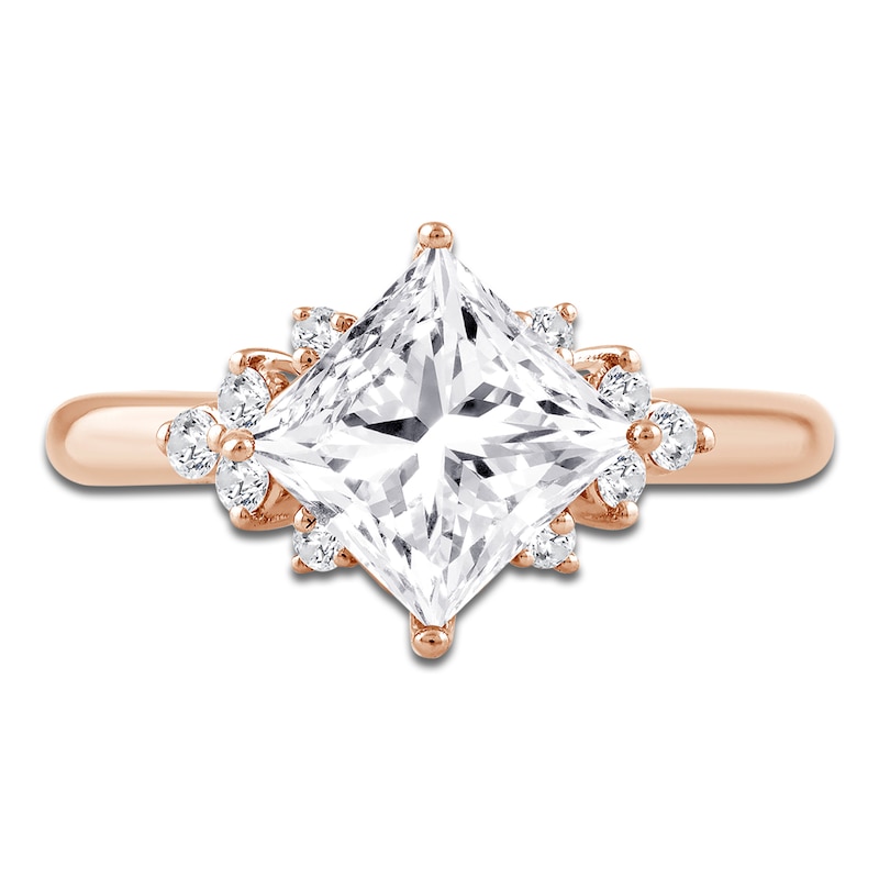 Main Image 3 of Princess-Cut Lab-Created Diamond Engagement Ring 2-1/6 ct tw 14K Rose Gold