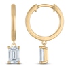 Thumbnail Image 1 of Emerald-Cut Lab-Created Diamond Solitaire Dangle Hoop Earrings 1 ct tw 14K Yellow Gold (SI2/F)