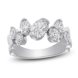 J'Lure Oval Step-Cut Lab-Created Diamond Scatter Ring 2-1/4 ct tw 14K White Gold