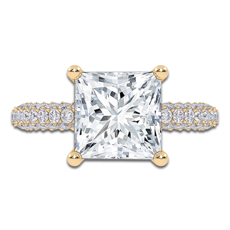 Main Image 3 of Princess-Cut Lab-Created Diamond Engagement Ring 2-1/2 ct tw 14K Yellow Gold