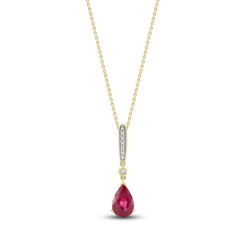 Main Image 1 of Pear-Shaped Natural Ruby Pendant Necklace 1/20 ct tw 14K Yellow Gold