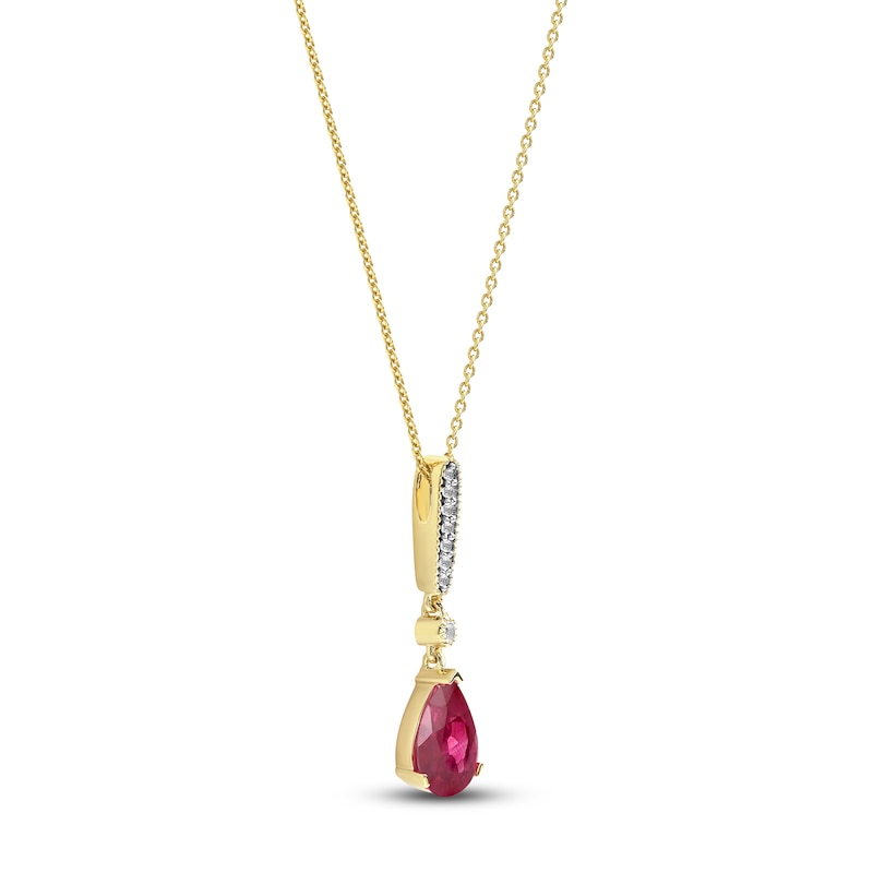 Main Image 2 of Pear-Shaped Natural Ruby Pendant Necklace 1/20 ct tw 14K Yellow Gold