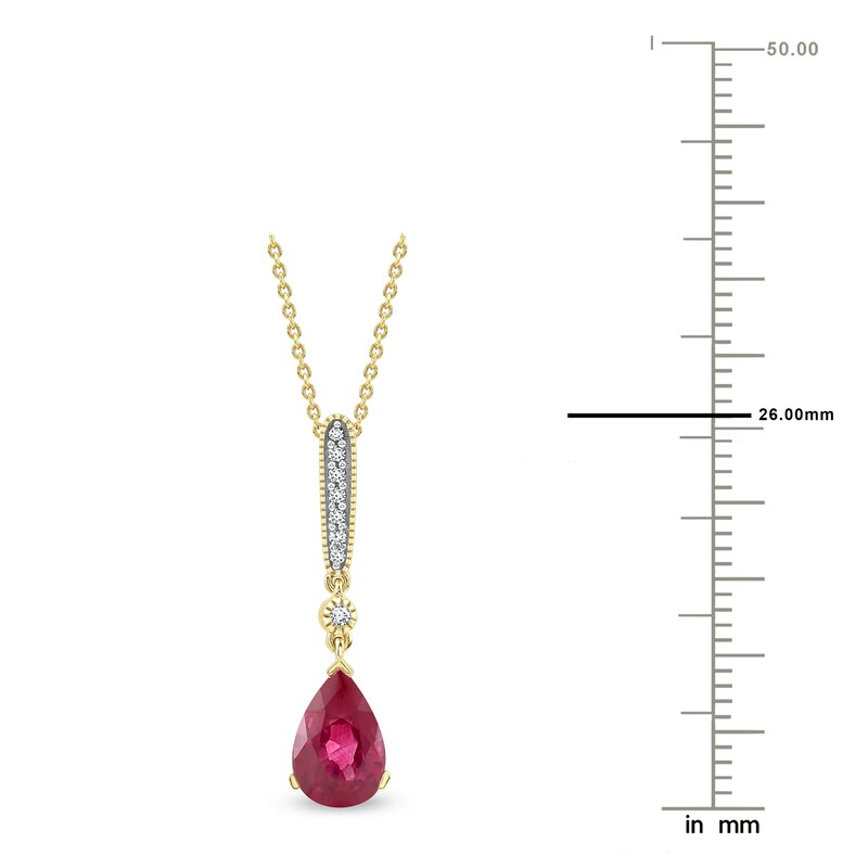 Main Image 4 of Pear-Shaped Natural Ruby Pendant Necklace 1/20 ct tw 14K Yellow Gold