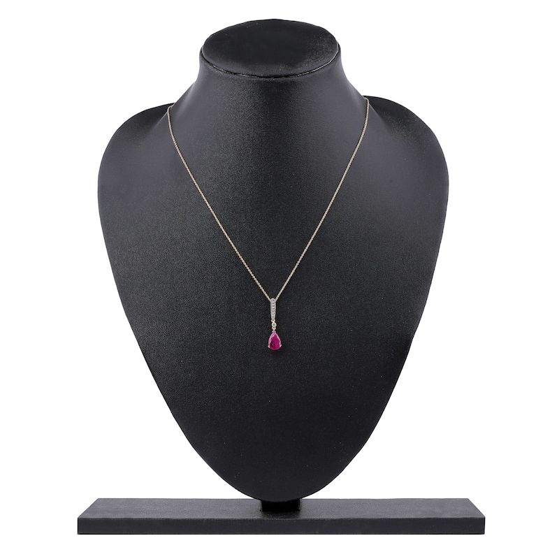 Main Image 7 of Pear-Shaped Natural Ruby Pendant Necklace 1/20 ct tw 14K Yellow Gold