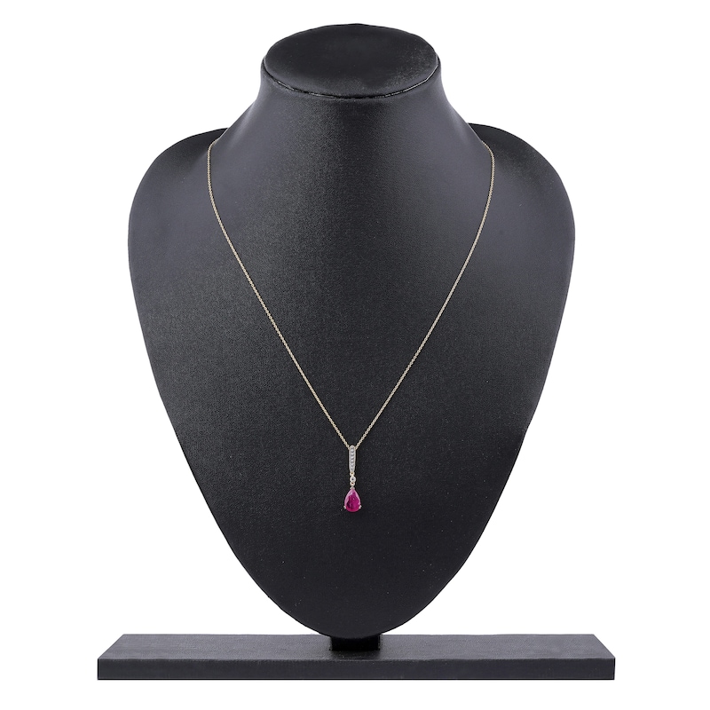 Main Image 8 of Pear-Shaped Natural Ruby Pendant Necklace 1/20 ct tw 14K Yellow Gold