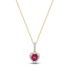 Thumbnail Image 1 of Natural Ruby & Diamond Heart Pendant Necklace 1/15 ct tw 14K Yellow Gold