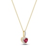 Thumbnail Image 2 of Natural Ruby & Diamond Heart Pendant Necklace 1/15 ct tw 14K Yellow Gold