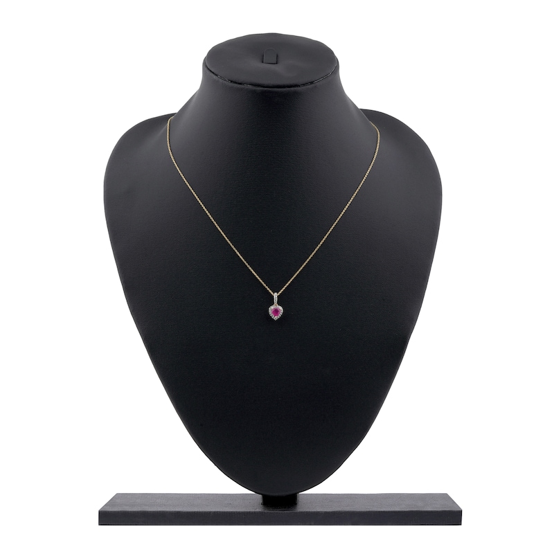 Main Image 6 of Natural Ruby & Diamond Heart Pendant Necklace 1/15 ct tw 14K Yellow Gold