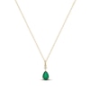 Thumbnail Image 1 of Pear-Shaped Natural Emerald & Diamond Accent Necklace 14K Yellow Gold 17&quot;