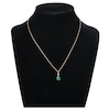 Thumbnail Image 3 of Pear-Shaped Natural Emerald & Diamond Accent Necklace 14K Yellow Gold 17&quot;