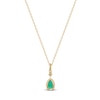 Thumbnail Image 5 of Pear-Shaped Natural Emerald & Diamond Accent Necklace 14K Yellow Gold 17&quot;