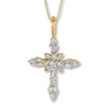 Thumbnail Image 0 of Diamond Cross Necklace 1 ct tw Round-Cut 14K Yellow Gold
