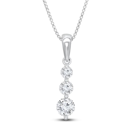 3-Stone Diamond Necklace 1 ct tw Round 14K White Gold