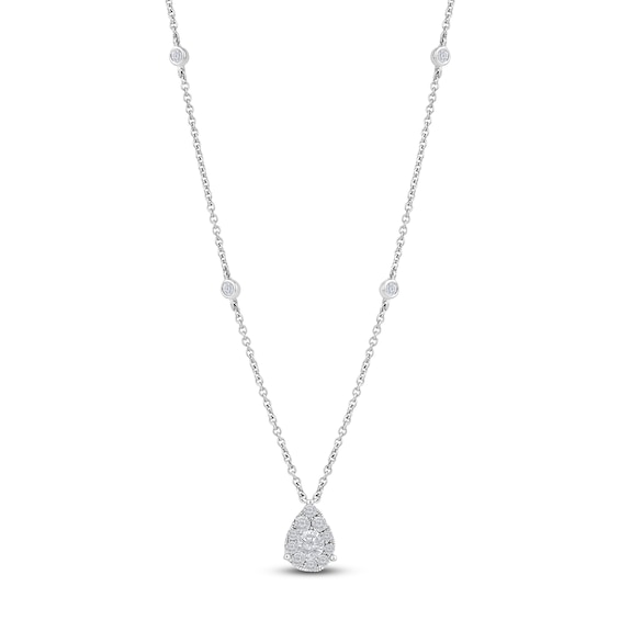 White Gold Tear Drop Diamond Necklace, Meira T n10608