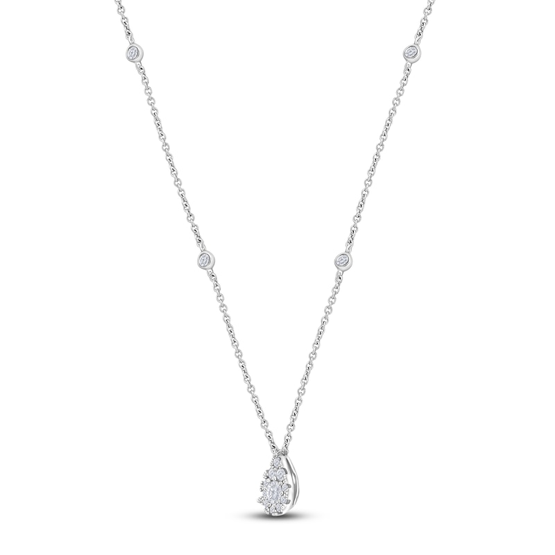 Main Image 2 of Diamond Teardrop Necklace 5/8 ct tw Round 14K White Gold