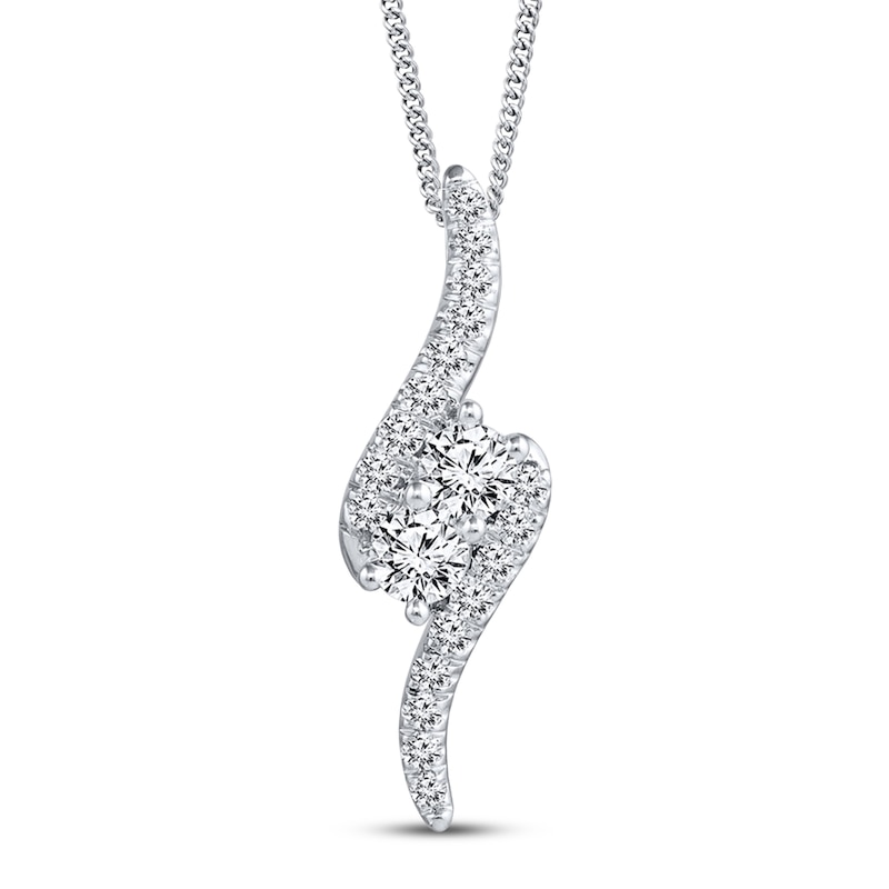 Ever Us Two-Stone Diamond Pendant Necklace 1 ct tw 14K White Gold