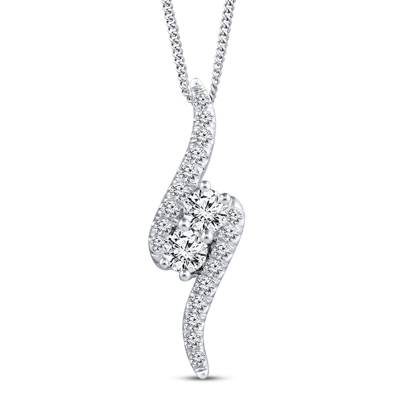 Ever Us Two-Stone Diamond Pendant Necklace 1 1/2 ct tw 14K White Gold