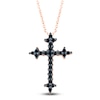 Thumbnail Image 1 of Black Diamond Cross Necklace 1/8 ct tw 10K Rose Gold