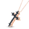 Thumbnail Image 1 of Black Diamond Cross Necklace 1/8 ct tw 10K Rose Gold