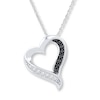 Thumbnail Image 1 of Black/White Diamond Heart Necklace 1/10 ct tw 10K White Gold