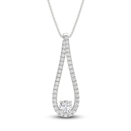 Diamond Pendant Necklace 3/4 ct tw Round 18K White Gold 18&quot;