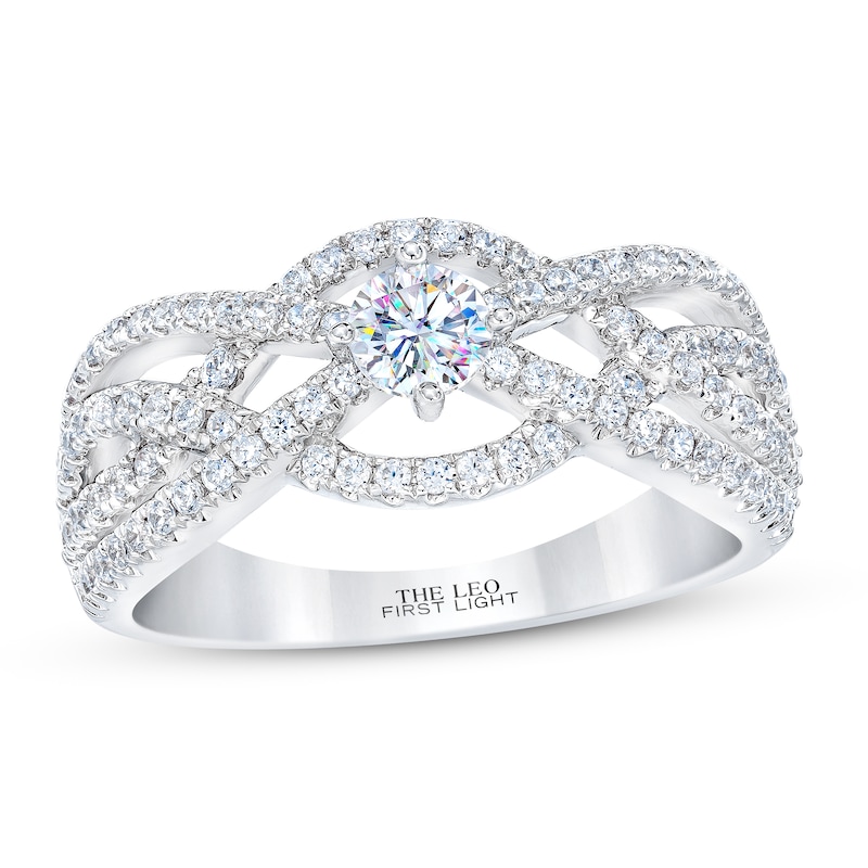 THE LEO First Light Diamond Ring 3/4 ct tw Round 14K White Gold