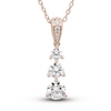 Thumbnail Image 0 of Three Stone Diamond Necklace 1 ct tw Round 18K Rose Gold