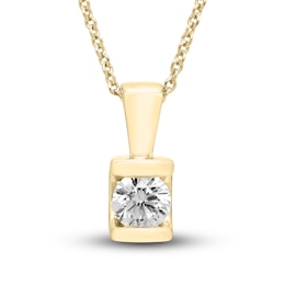 Diamond Solitaire Necklace 1/3 ct tw Round 18K Yellow Gold (I1/I)