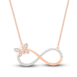 Diamond Infinity Necklace 1/15 ct tw Round 10K Rose Gold