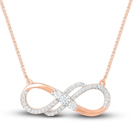 Diamond Infinity Necklace 1/6 ct tw Round 10K Rose Gold
