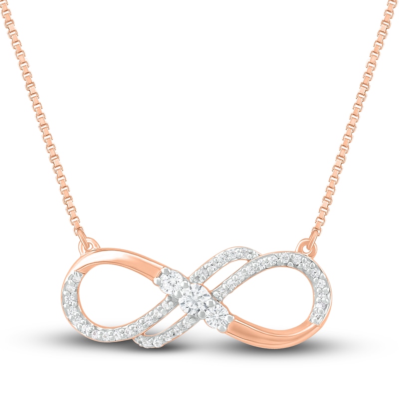 Diamond Infinity Necklace 1/6 ct tw Round 10K Rose Gold