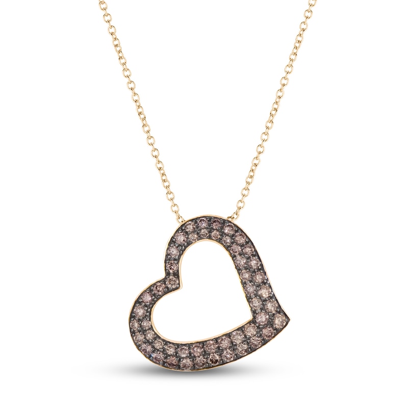 Main Image 1 of Le Vian Chocolate Diamond Heart Necklace 3/4 ct tw Diamonds 14K Honey Gold