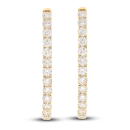 Diamond Hoop Earrings 3 ct tw Round 14K Yellow Gold