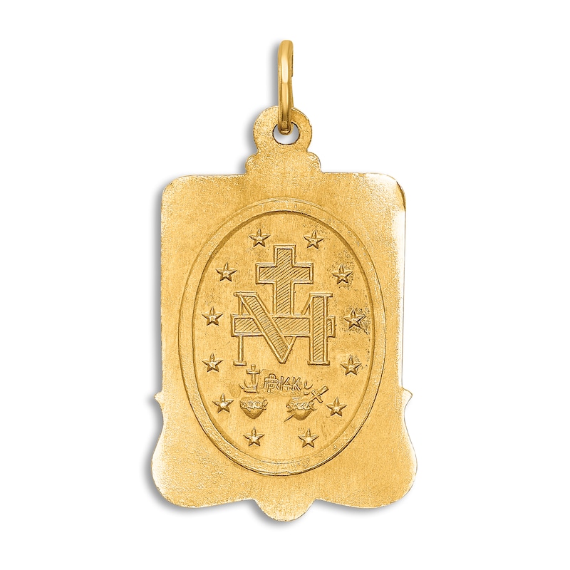 Miraculous Virgin Mary Medal Pendant Necklace 14K Yellow Gold