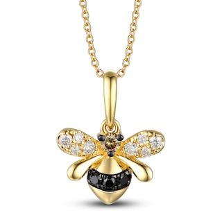 Solid Bumblebee Necklace 14K Yellow Gold 18