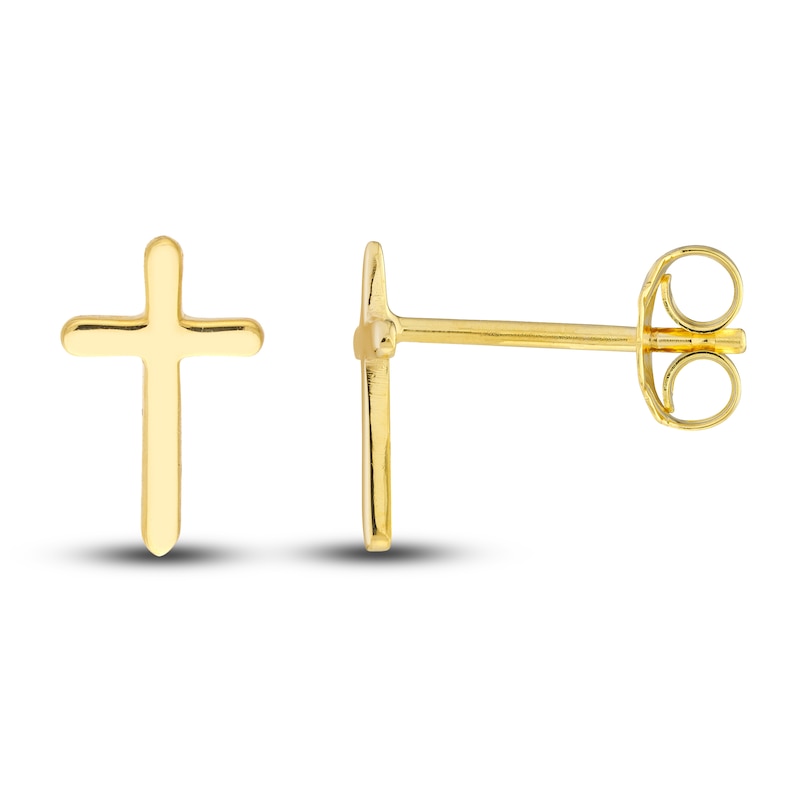 Main Image 2 of Cross Stud Earrings 14K Yellow Gold