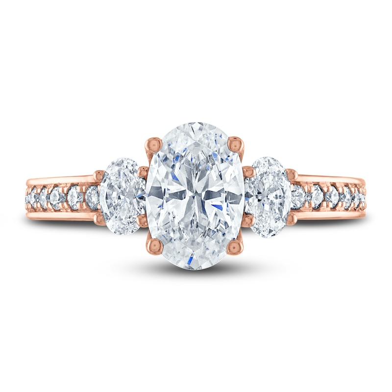 Main Image 3 of Vera Wang WISH Diamond Engagement Ring 2-1/4 ct tw Oval/Round 18K Rose Gold