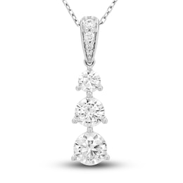 Diamond 3-Stone Necklace 2 ct tw Round 18K White Gold