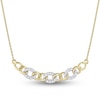 Thumbnail Image 1 of Diamond Oval Link Necklace 1/10 ct tw Round 10K Yellow Gold 17&quot;