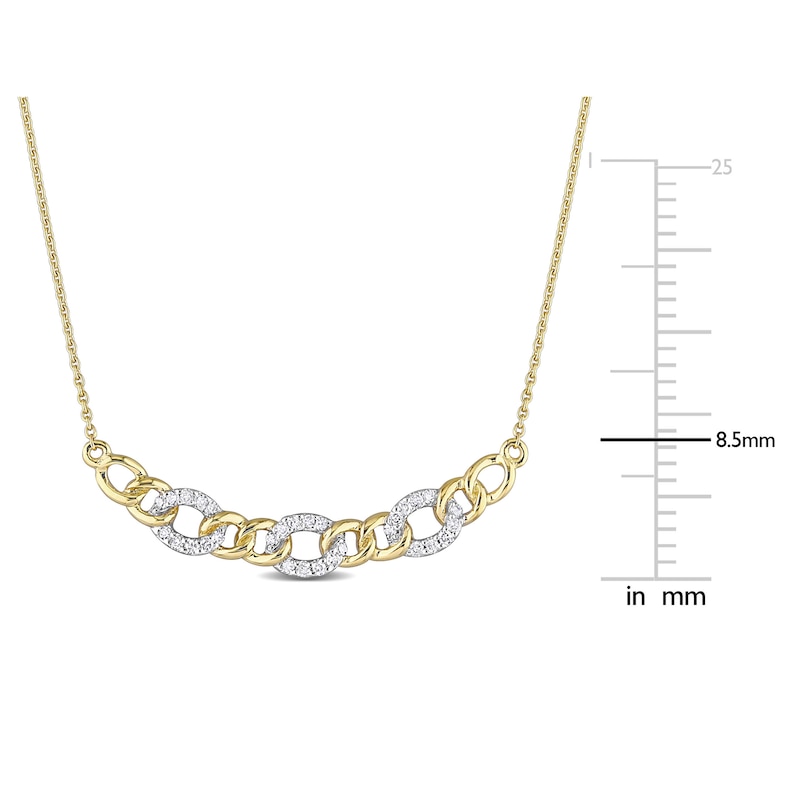 Main Image 3 of Diamond Oval Link Necklace 1/10 ct tw Round 10K Yellow Gold 17&quot;