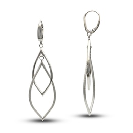 Hollow Dangle Earrings 14K White Gold 60mm