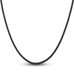 Men's Solid Franco Chain Necklace Black Ion-Plated Stainless Steel 20&quot; 2.5mm