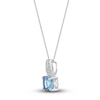 Thumbnail Image 2 of Natural Blue Topaz Pendant Necklace 1/20 ct tw Diamonds 10K White Gold 18&quot;