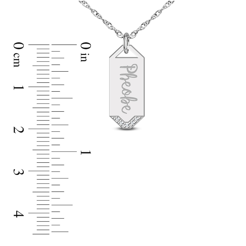 Main Image 2 of Initial Pendant Necklace Diamond Accents 10K White Gold 18&quot;