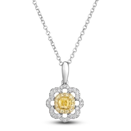 Le Vian Sunny Yellow Diamond Pendant Necklace 1/2 ct tw Round 14K Two-Tone Gold 19&quot;