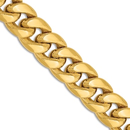 Semi-Solid Miami Cuban Link Necklace 14K Yellow Gold 22&quot; 7.3mm