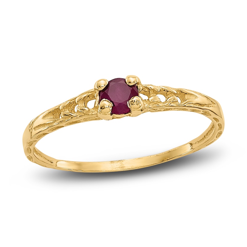 Natural Ruby Birthstone Ring 14K Yellow Gold