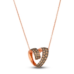 Le Vian Diamond Heart Pendant Necklace 5/8 ct tw Round 14K Strawberry Gold 19&quot;