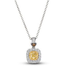 Le Vian Sunny Yellow Diamond Pendant Necklace 3/4 ct tw Round 14K Two-Tone Gold 19&quot;